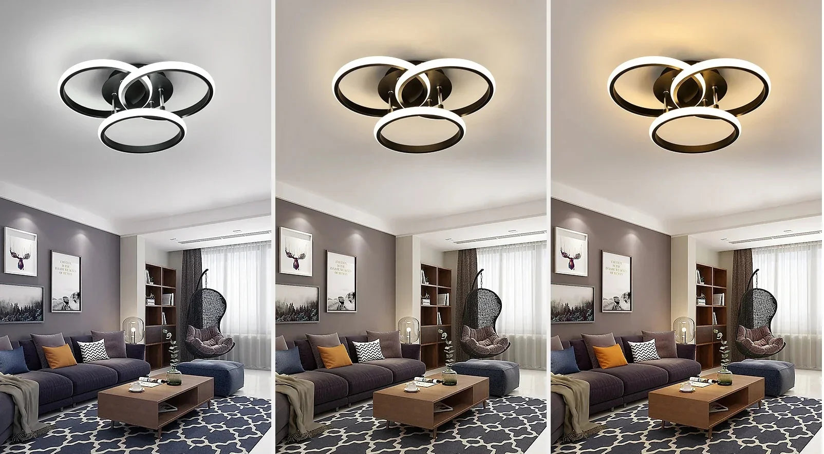 Modernus LED šviestuvas su nuotoliniu valdymu
