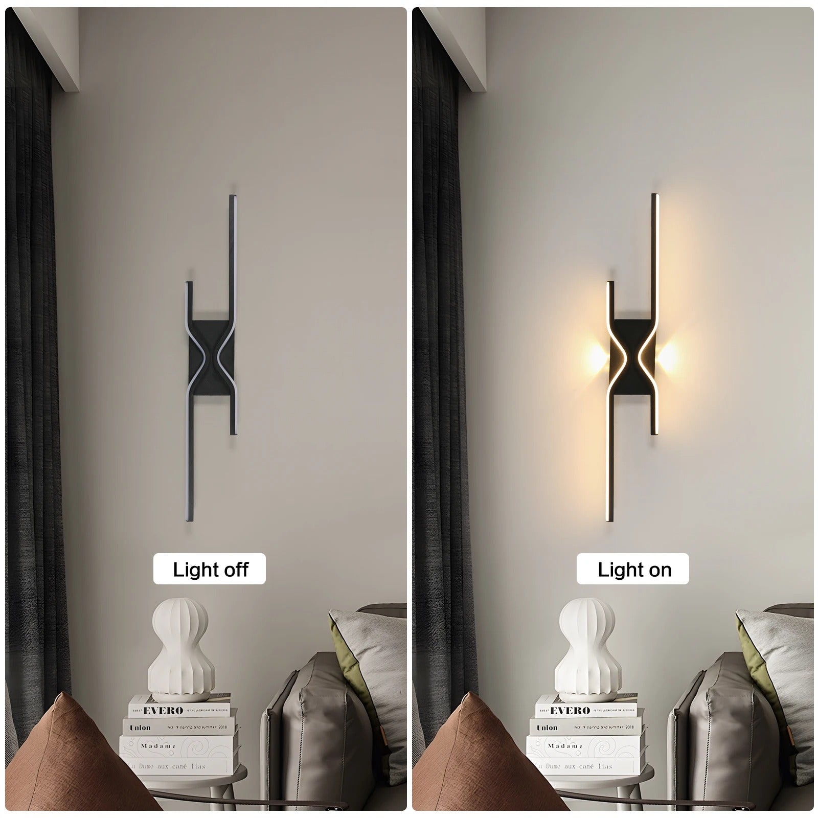 Unikalus juodos spalvos LED sieninis šviestuvas