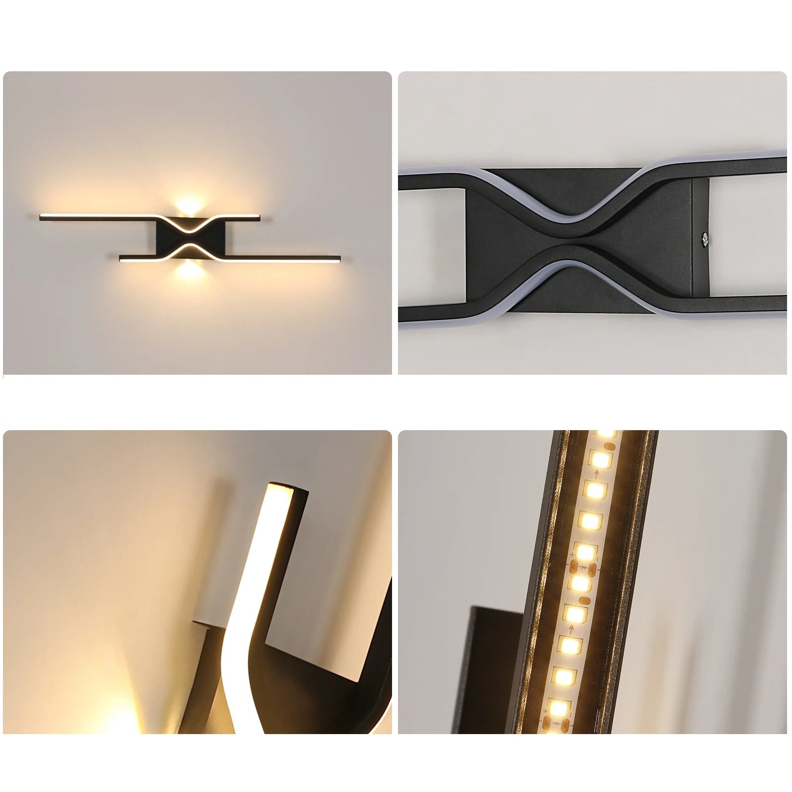 Unikalus juodos spalvos LED sieninis šviestuvas