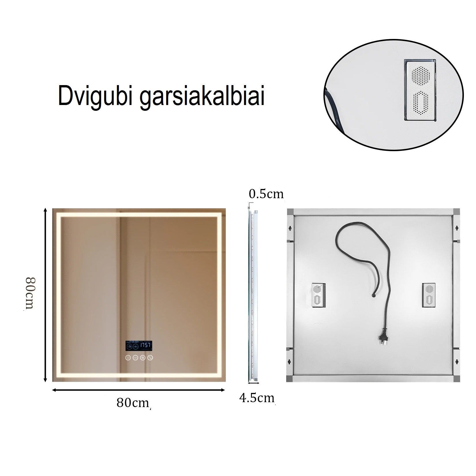 Išmanus LED veidrodis su Bluetooth kolonėle